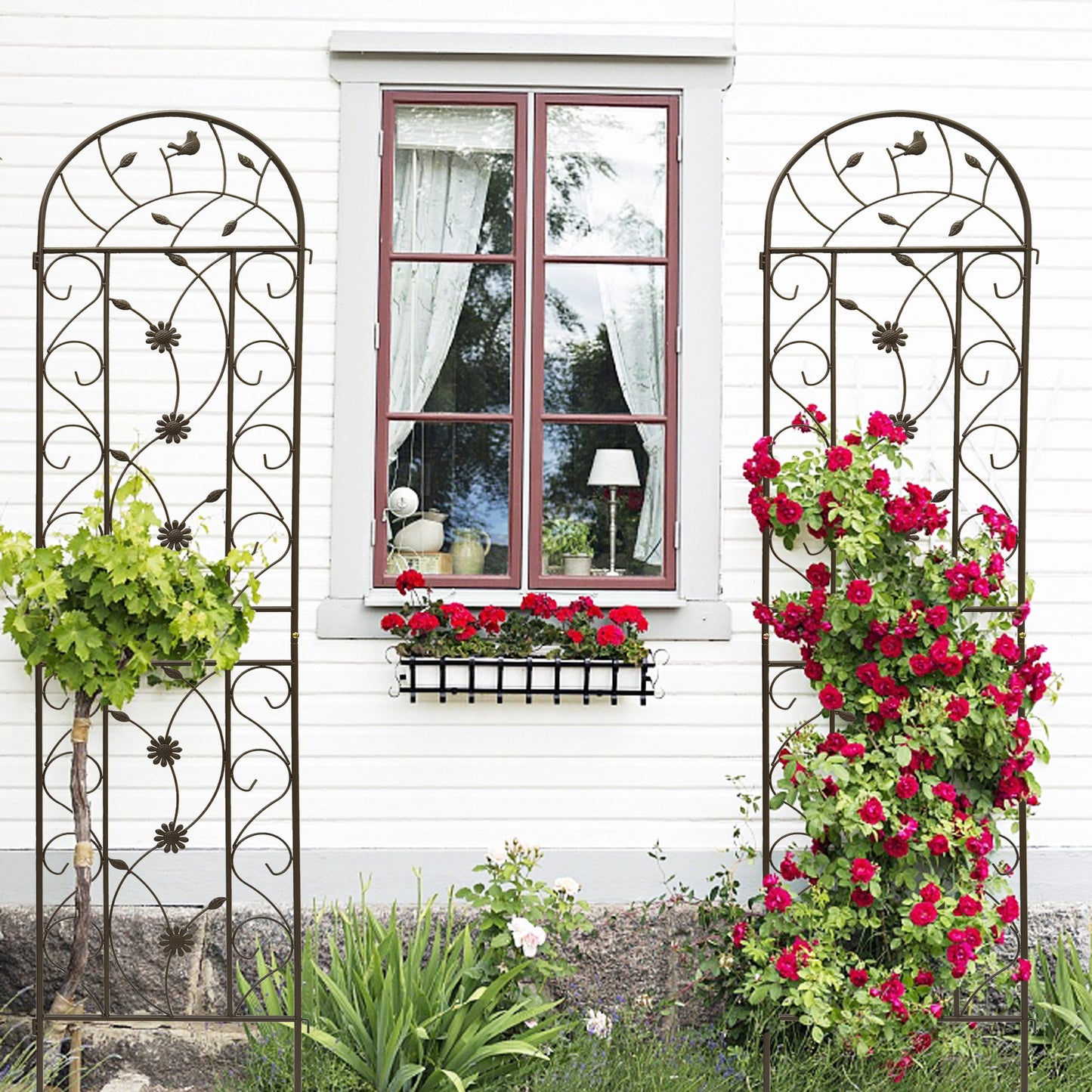 4 Pack Metal Garden Trellis 86.7" x 19.7" Rustproof for Climbing Plants