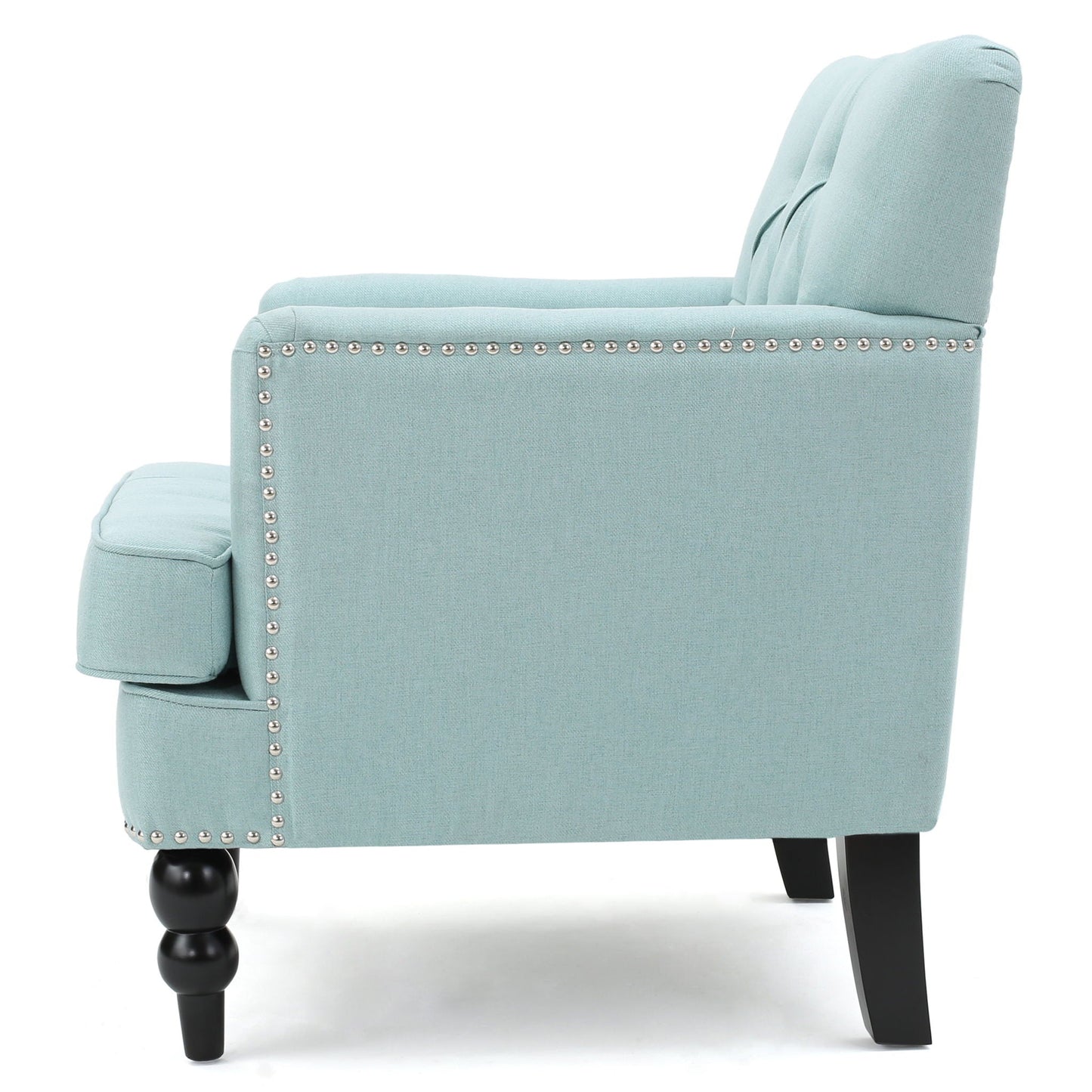 Harrison Tufted Club Chair with Button Tufted Back and Birch Wood Legs