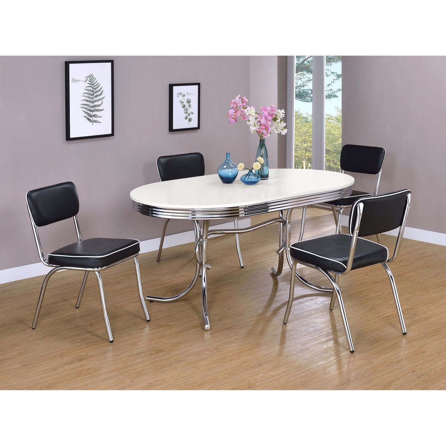 Oval Dining Table - White - Metal