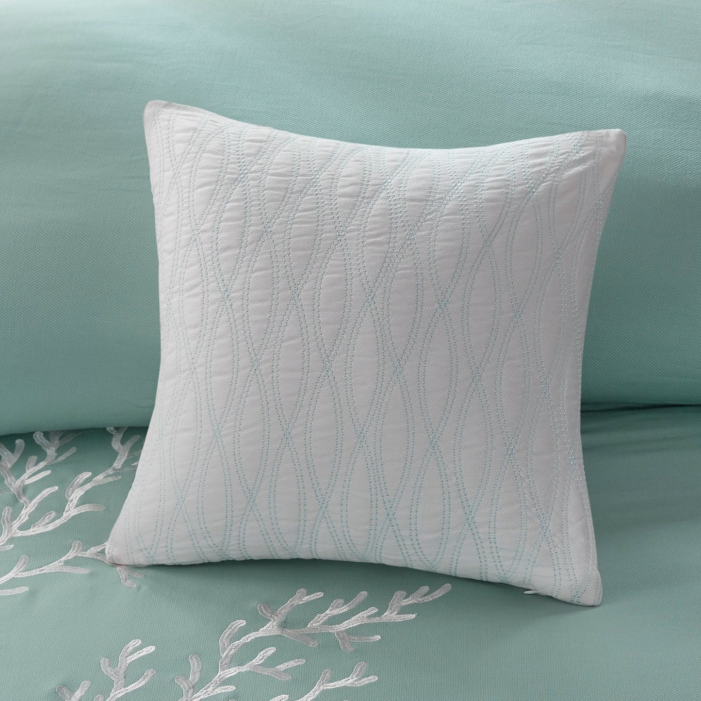 Oversized Cotton Jacquard Comforter Set Aqua Cal King