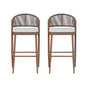 Outdoor Bar Height Metal Frame Counter Stools with Scallop-Shaped Backrest & Water-Resistant Cushions