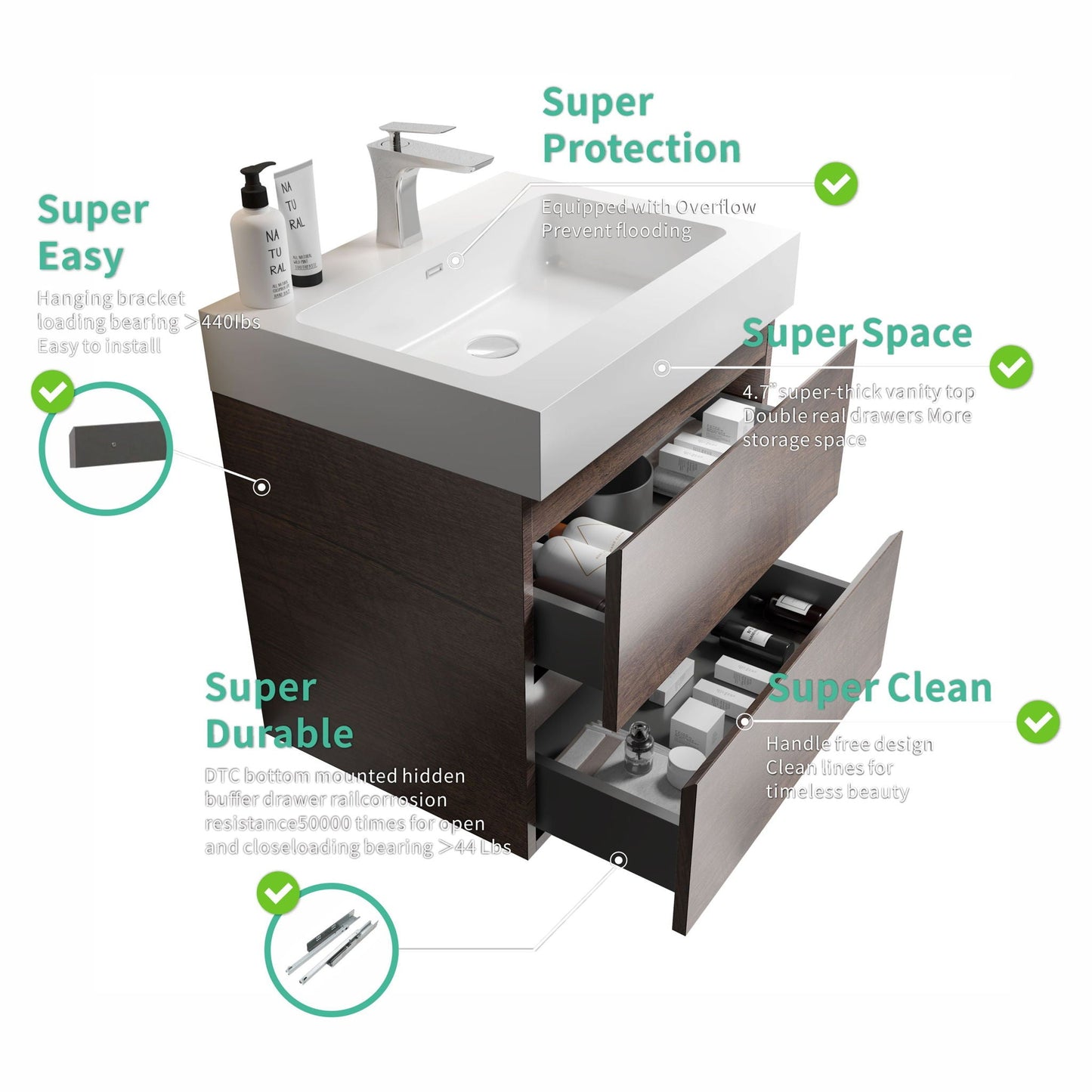 Alice Bathroom Vanity Wall Mounted With Sink