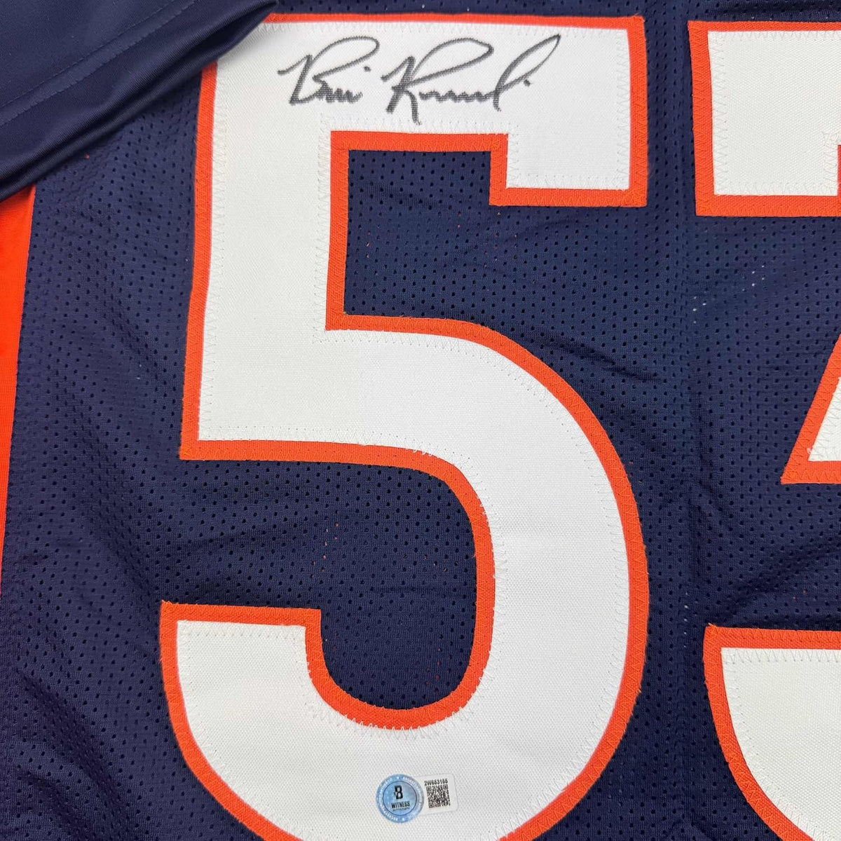 Framed Autographed/Signed Bill Romanowski 35x39 Denver Blue Football Jersey Beckett BAS COA