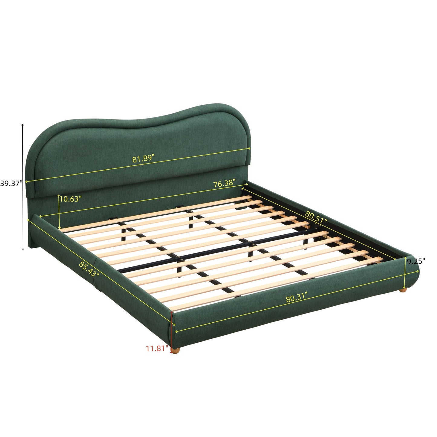 Upholstered Platform Bed Frame With Curved Headboard