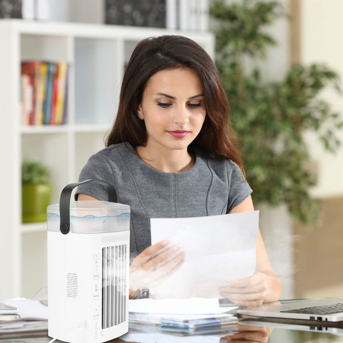 4 In 1 Portable Air Conditioner Fan Evaporative Air Cooler Water Mist Cooling Fan for Desktop 3 Speeds Nightlight