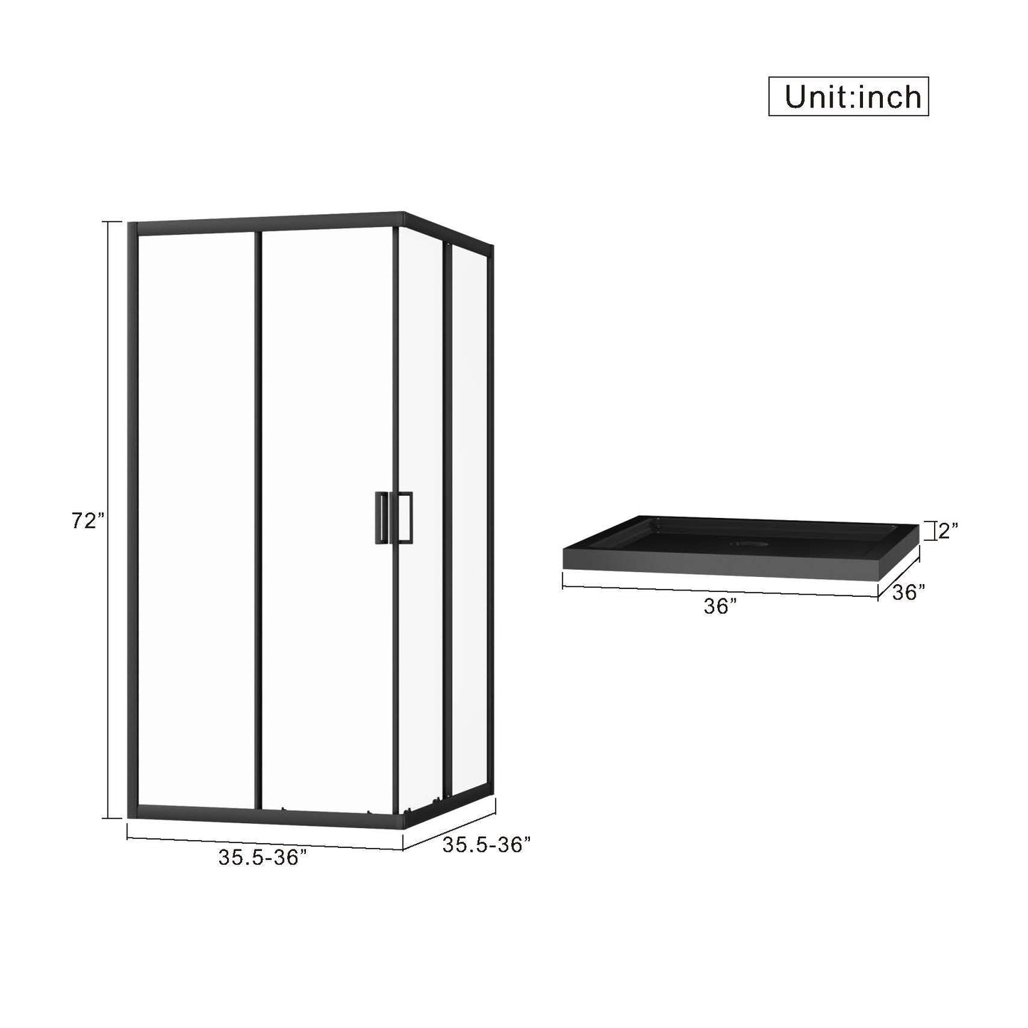 Corner Shower Enclosure with Frameless Pivot Door - Black