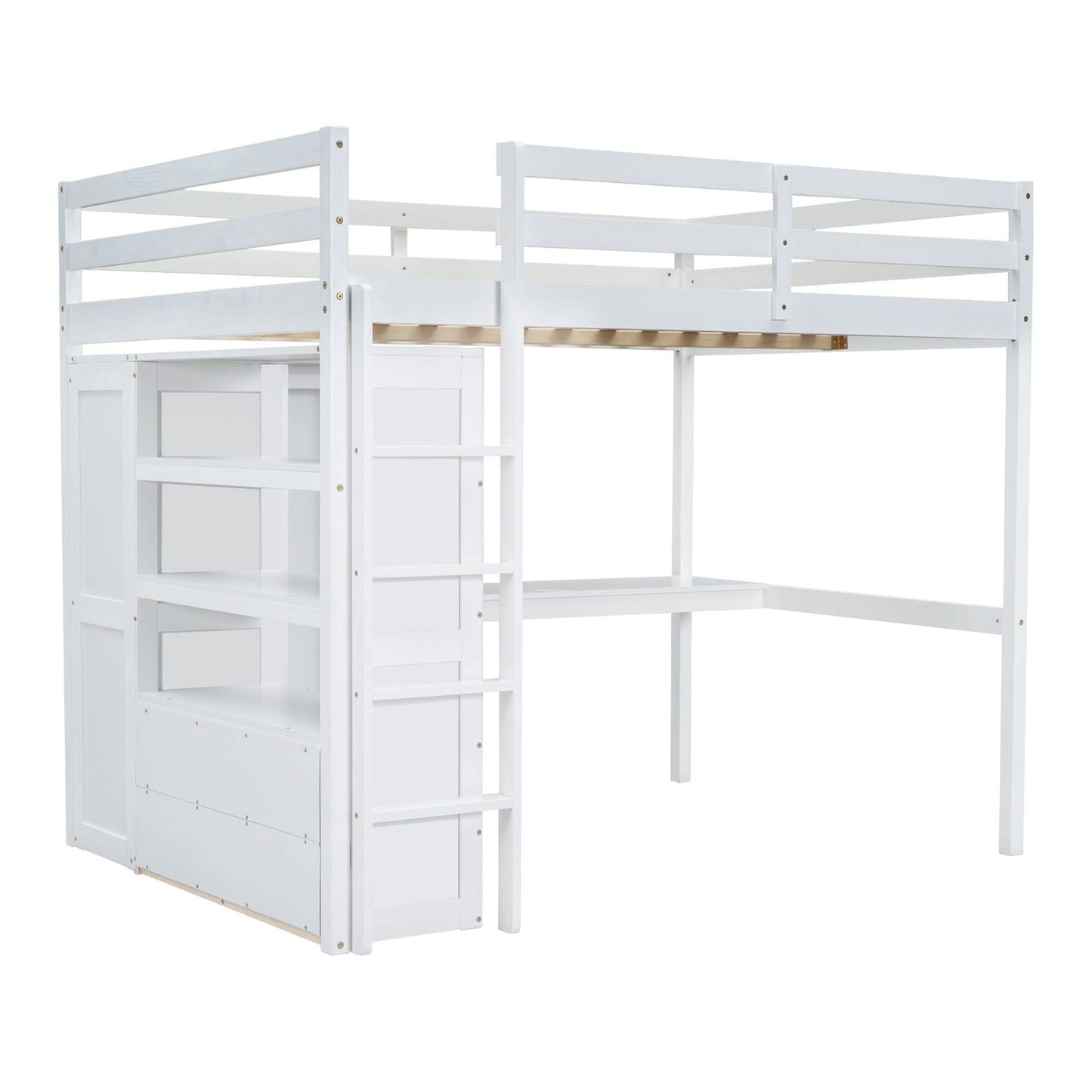 Loft Bed With Built In Wardrobe, Desk, Shelves And Drawers
