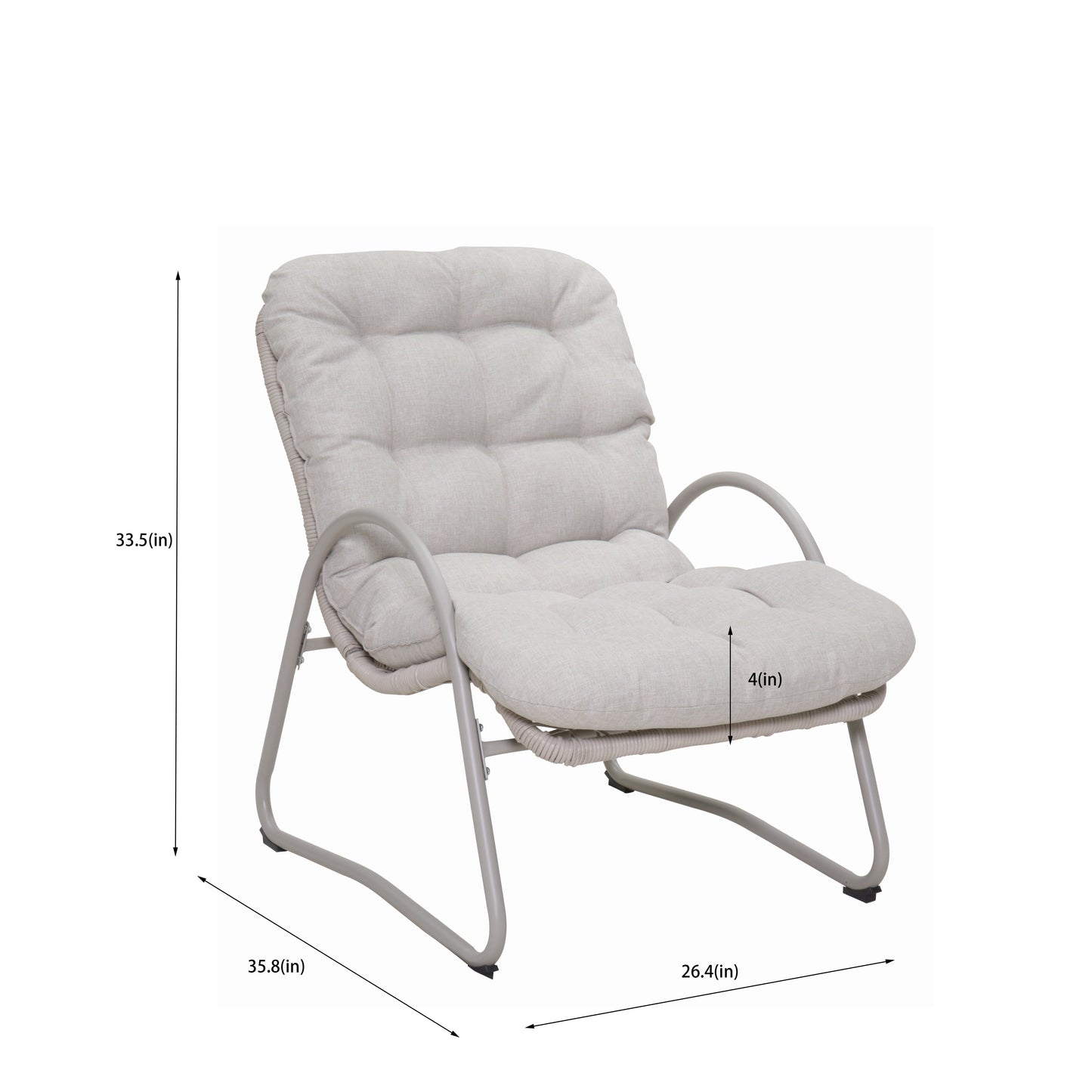 Outdoor Iron Framed Wicker 3-Piece Patio Set
