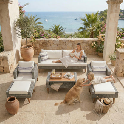 6-Piece All Weather PE Wicker Sofa Set