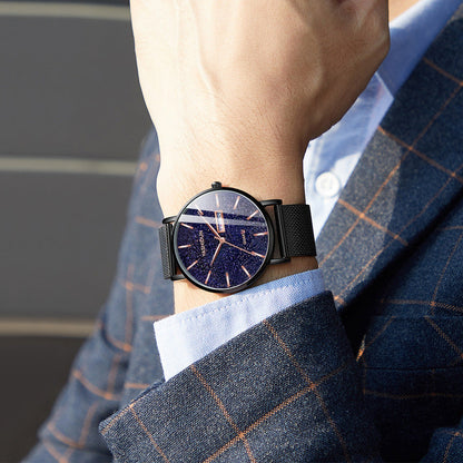 Mens Waterproof Dual-Date Starry Sky Watch