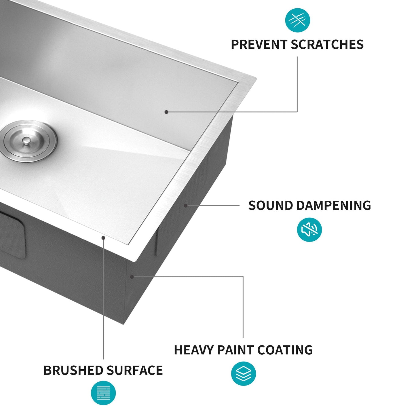 Undermount Stainless Steel Kitchen Sink, Deep Single Bowl Basin
