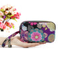 Floral Printed Fabric Wristlet Wallet for Women - Double Zipper Clutch with Wrist Strap
