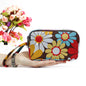 Floral Printed Fabric Wristlet Wallet for Women - Double Zipper Clutch with Wrist Strap
