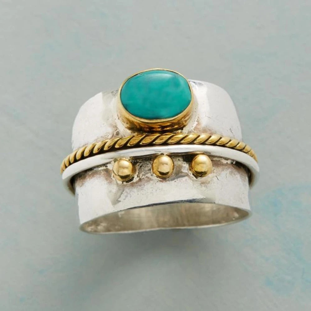 Gold Bead and Sapphire Ring