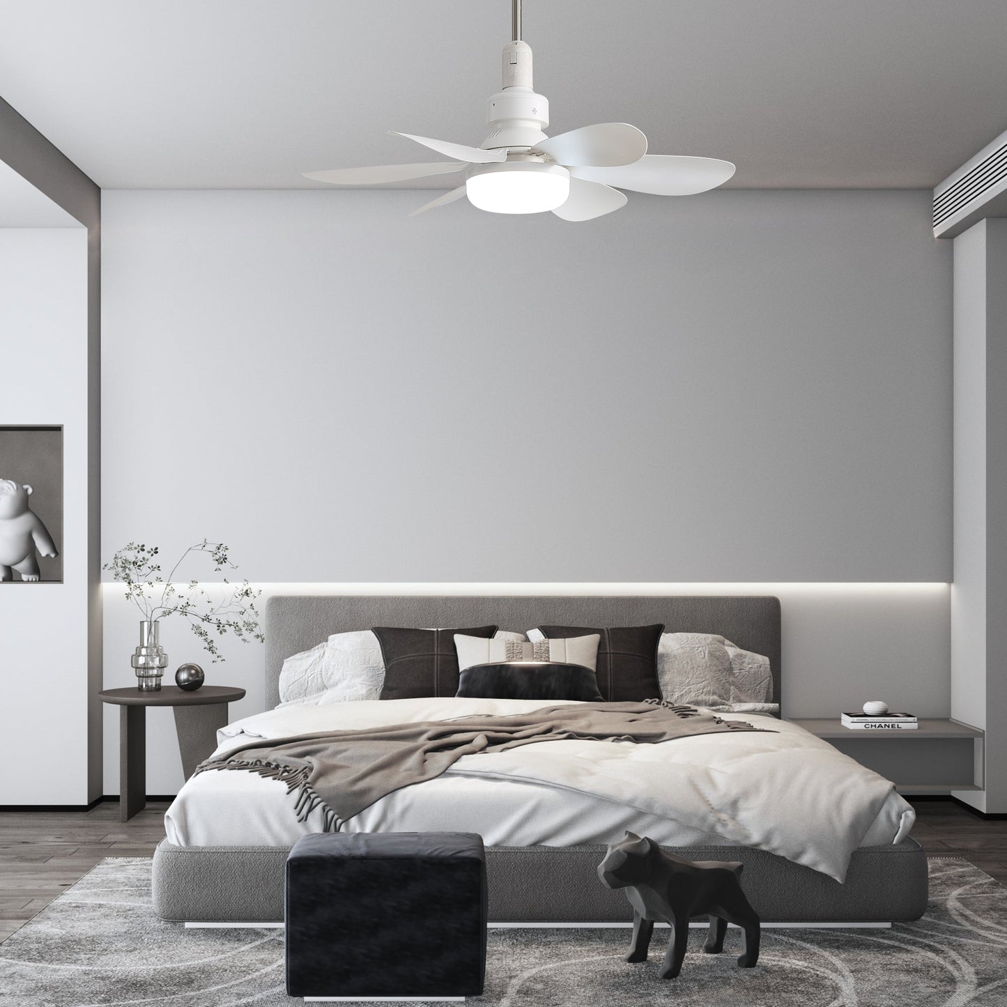 20-Inch Socket Fan Light Portable Ceiling Fan with Light and Remote