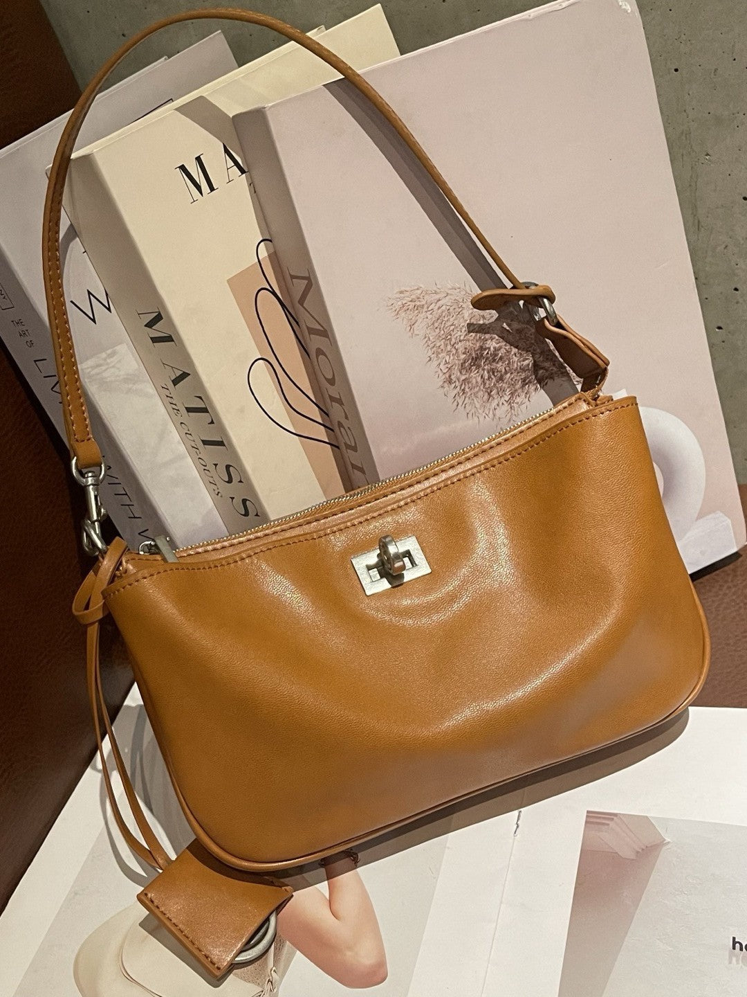 Top-grain Vegetable-tanned Cowhide Cross-border New Kelly Bag, Genuine Leather Underarm Bag, Classy Single-shoulder High-quality Mahjong Bag