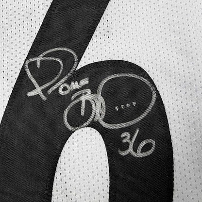 Framed Autographed/Signed Jerome Bettis 35x39 Pittsburgh White Football Jersey JSA COA
