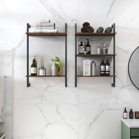 3 Tier and 2 Tier Bathroom Shelves Metal, Wood Hanging Storage Bookshelf