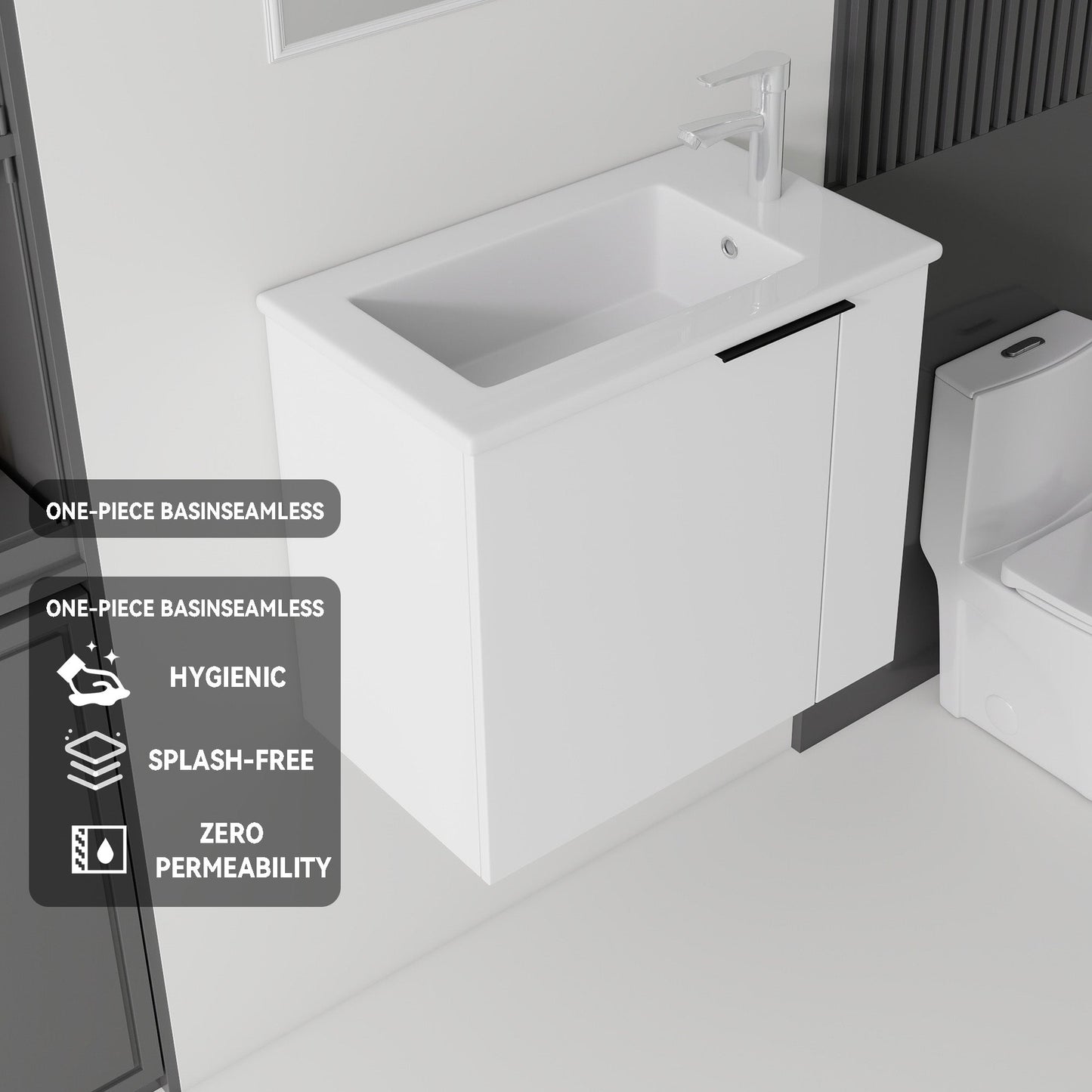 22 Inch Floating Bathroom Vanity with Sink, Soft-Close Door, Ceramic Sink, Plywood