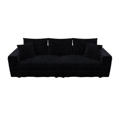 Deep Seat Convertible Sofa With Soft Pillows And Ottomans