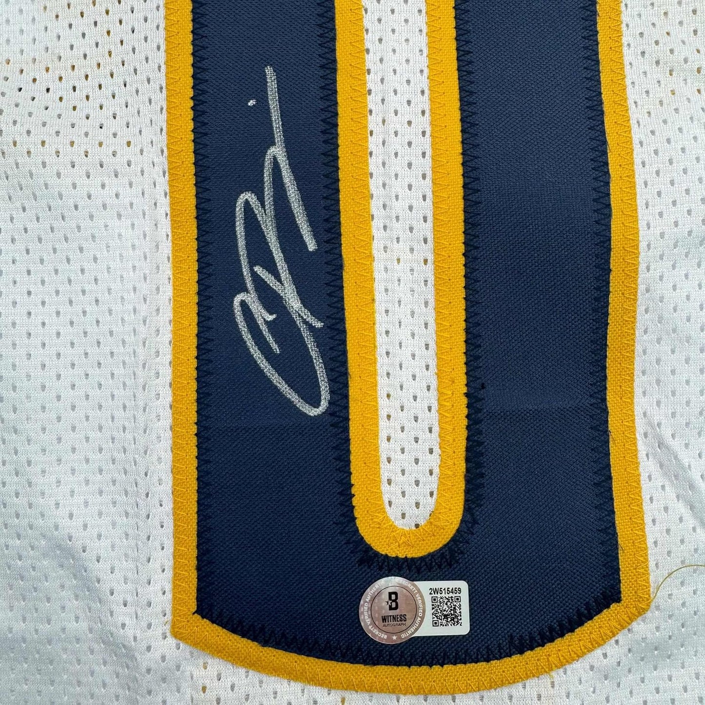 Framed Autographed/Signed Christian Braun 35x39 Denver White Basketball Jersey Beckett BAS COA
