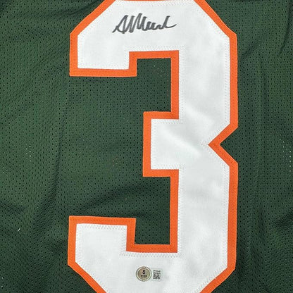 Framed Autographed/Signed Akheem Mesidor 35x39 Miami Green College Football Jersey Beckett BAS COA