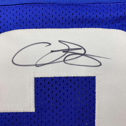 Framed Autographed/Signed Odell Beckham Jr. 35x39 OBJ Los Angeles LA Blue Football Jersey Beckett BAS COA