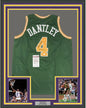 Framed Autographed/Signed Adrian Dantley HOF 2008  35x39 Utah Green Basketball Jersey JSA COA