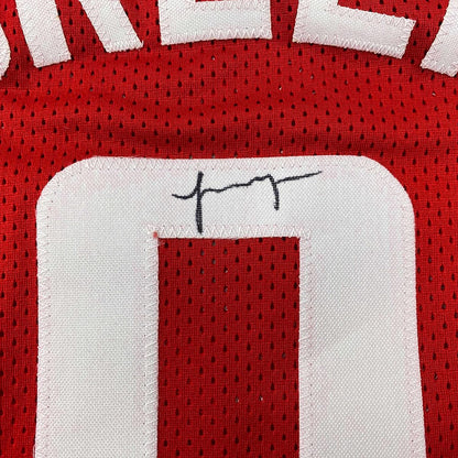 Framed Autographed/Signed Jalen Green 35x39 Houston Red Basketball Jersey JSA COA