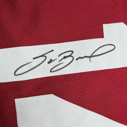 Framed Autographed/Signed Sam Bradford 35x39 Oklahoma Red College Football Jersey Beckett BAS COA