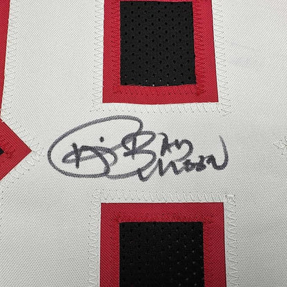 Framed Autographed/Signed Andre Rison 35x39 Atlanta Black Football Jersey Beckett BAS COA