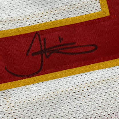 Framed Autographed/Signed Tyreek Hill 35x39 Kansas City Split Red/White Football Jersey JSA COA