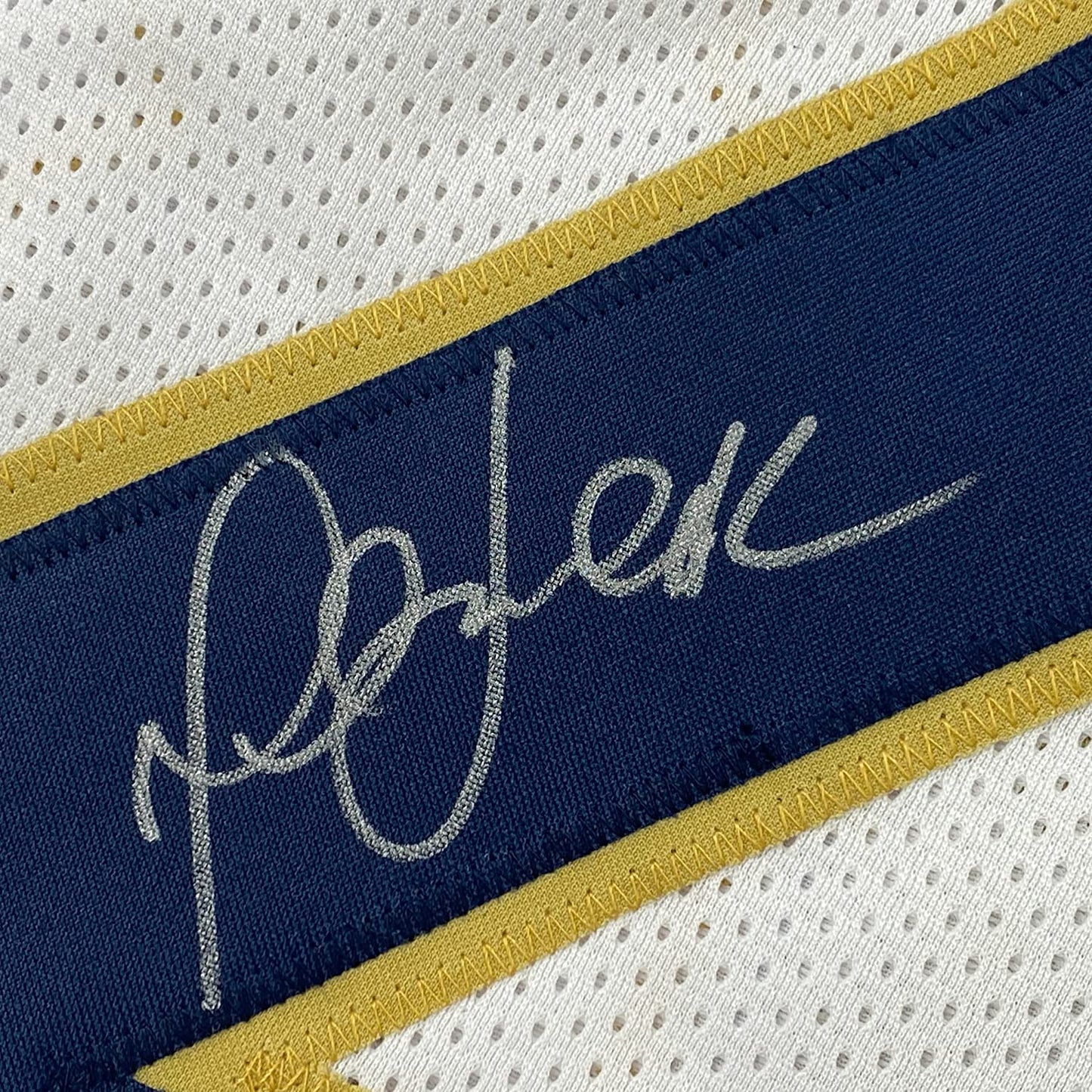 Framed Autographed/Signed Marshall Faulk 35x39 St. Louis White Football Jersey JSA COA