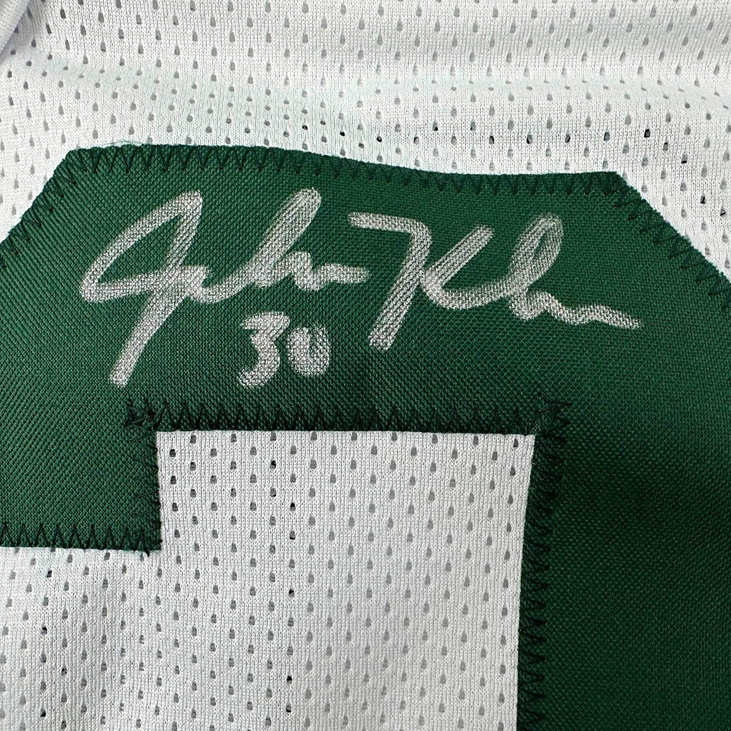 Framed Autographed/Signed John Kuhn 35x39 Green Bay White Football Jersey PSA/DNA COA