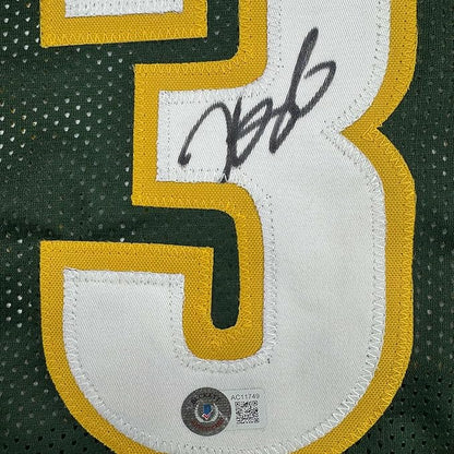 Framed Autographed/Signed Kevin Durant 35x39 Seattle Green Basketball Jersey Beckett BAS COA