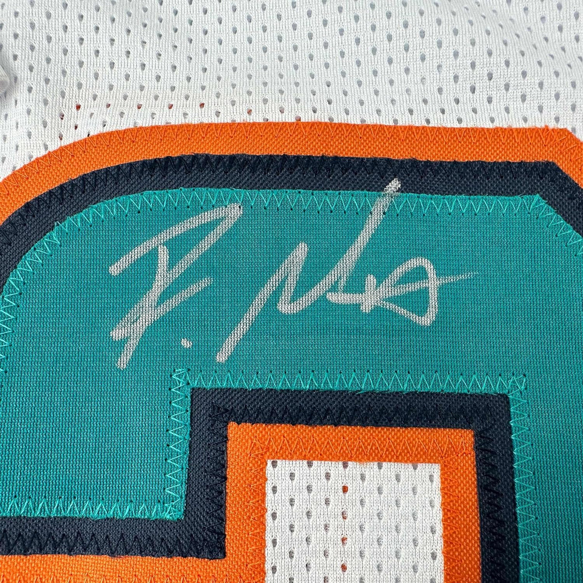 Framed Autographed/Signed Raheem Mostert 35x39 Miami White Football Jersey Beckett BAS COA