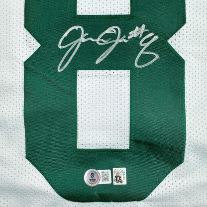 Framed Autographed/Signed Josh Jacobs 35x39 Green Bay White Football Jersey Beckett BAS COA