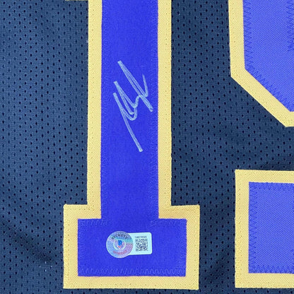 Framed Autographed/Signed Austin Reaves 35x39 Los Angeles LA Black City Edition Basketball Jersey Beckett BAS COA