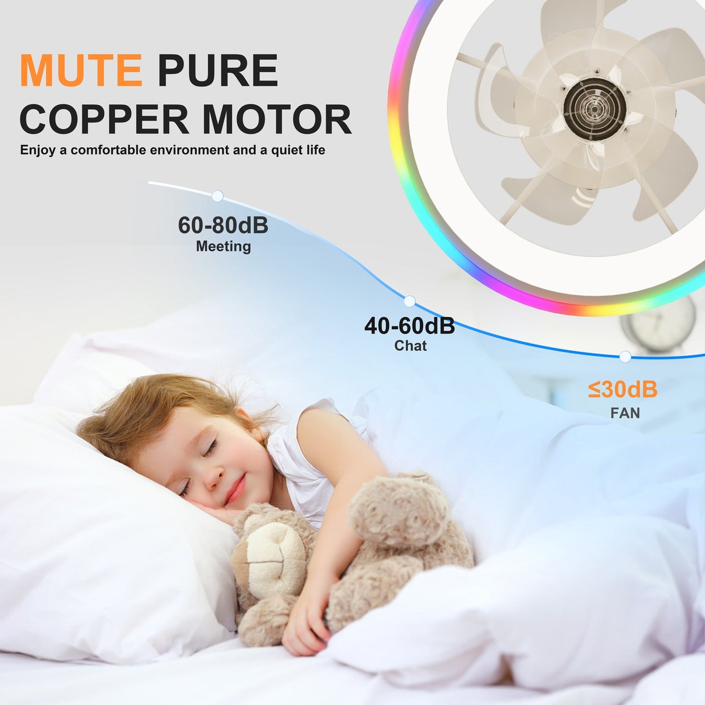 19.7" Modern RGB Ceiling Fan with Lights