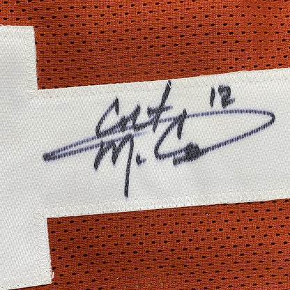 Framed Autographed/Signed Colt McCoy 35x39 Texas Longhorns Orange College Football Jersey JSA COA