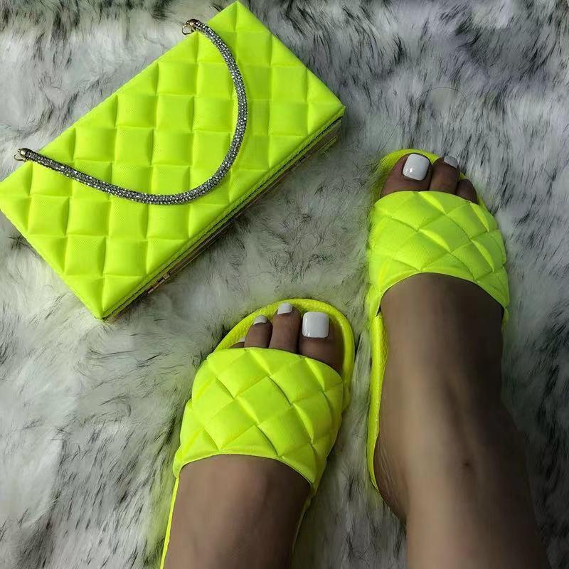 One Word Outer Wear Plaid Sandals And Slippers Plaid Shoe Bag