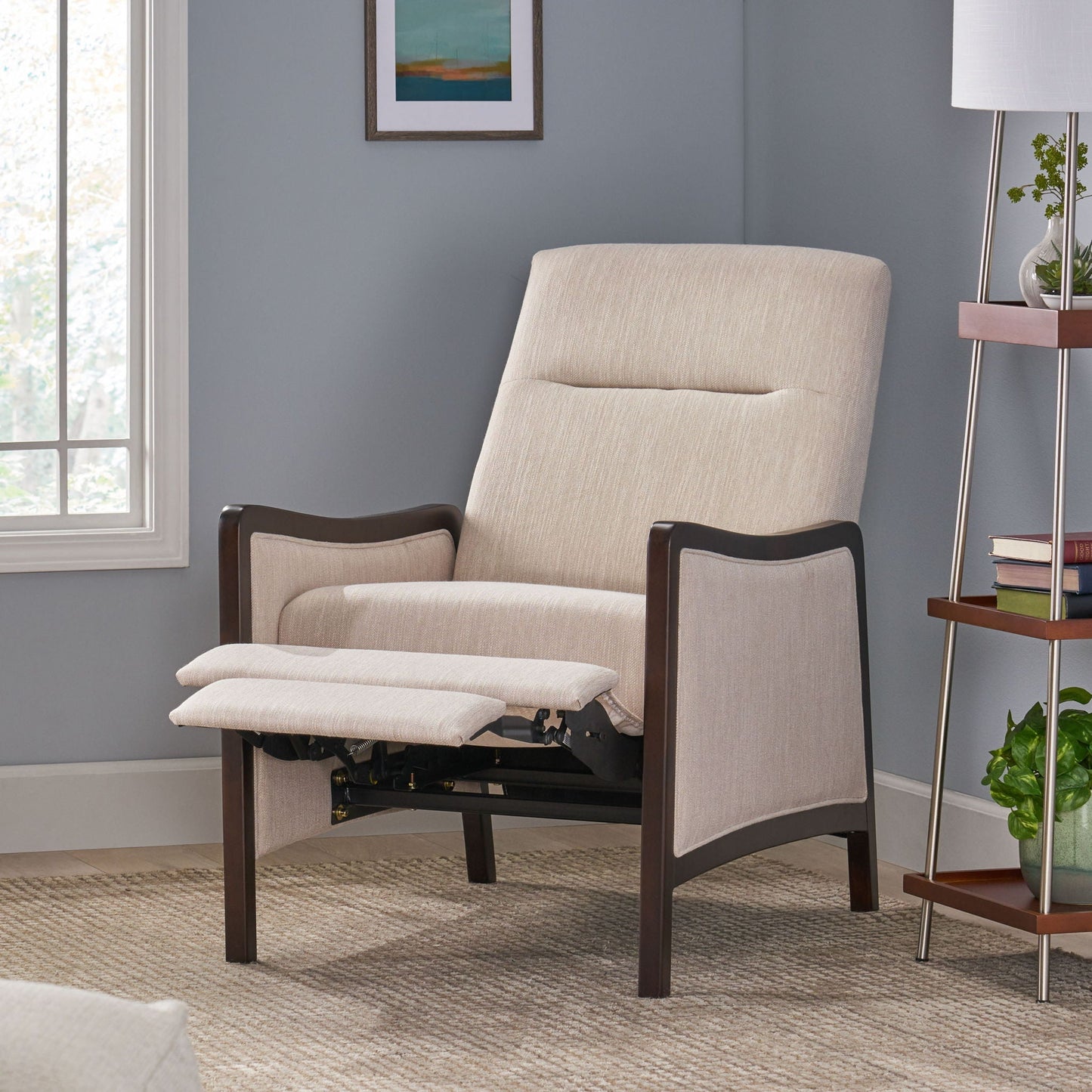 Drury Contemporary Fabric Upholstered Pushback Recliner