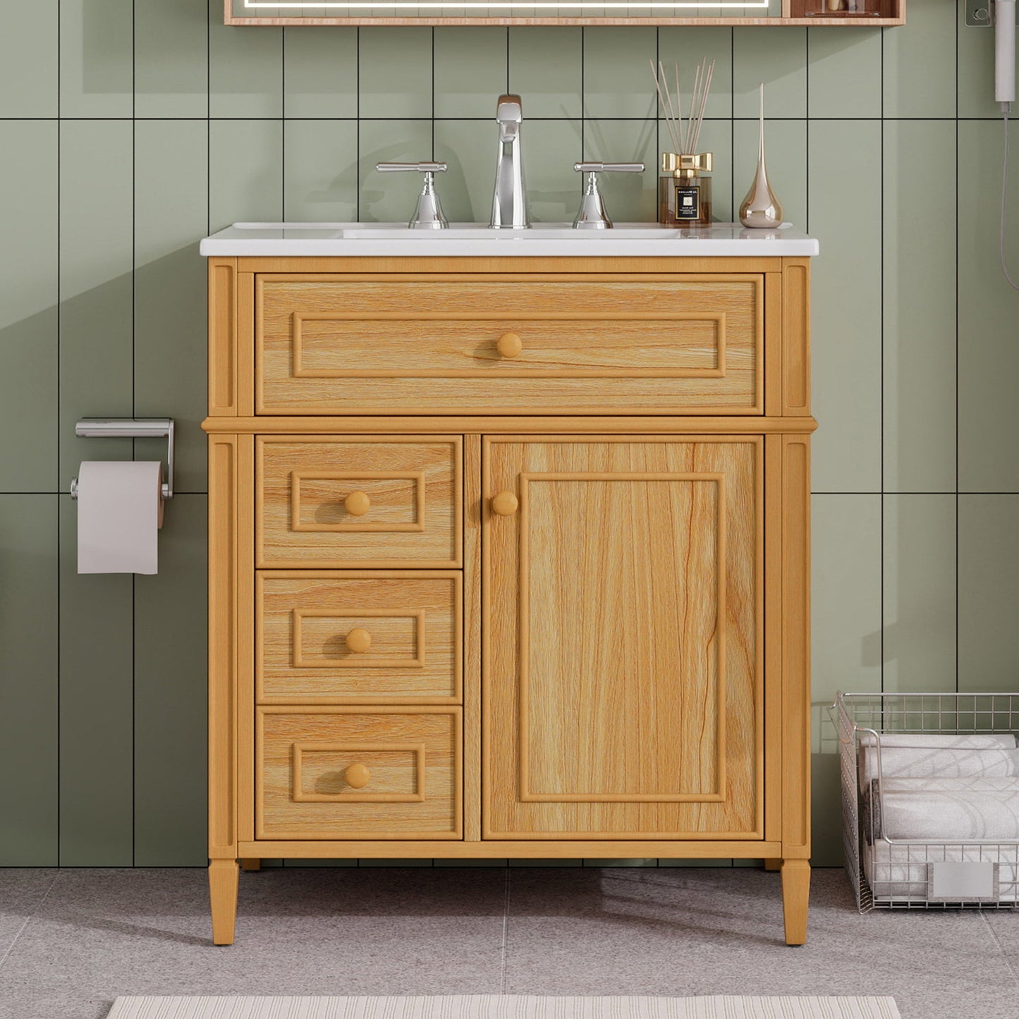 30" Bathroom Vanity with Sink and Wood Vanity Cabinet