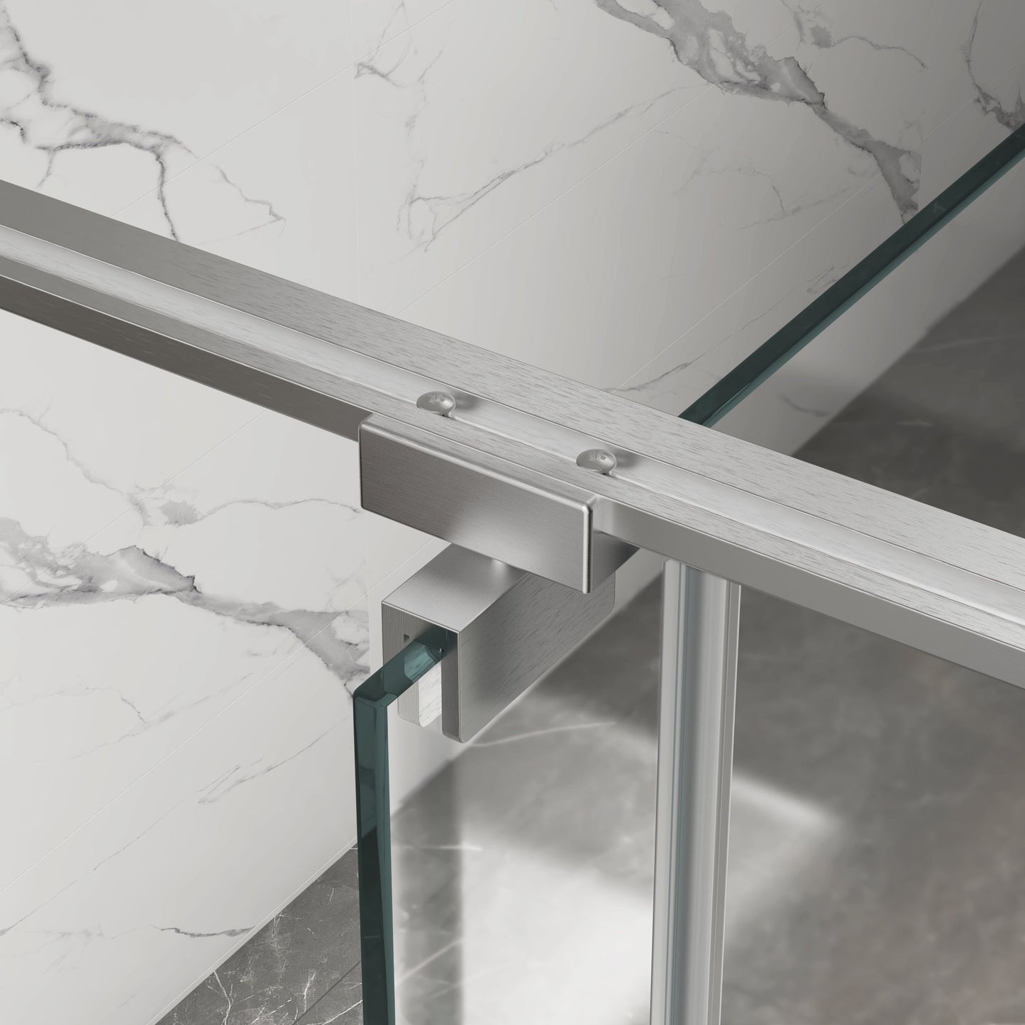 50-54"W x 74"H Pivot Shower Door with 5/16" Tempered Glass - Brushed Nickel Finish