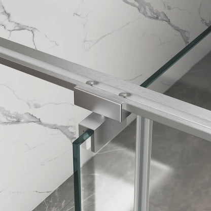 50-54"W x 74"H Pivot Shower Door with 5/16" Tempered Glass - Brushed Nickel Finish