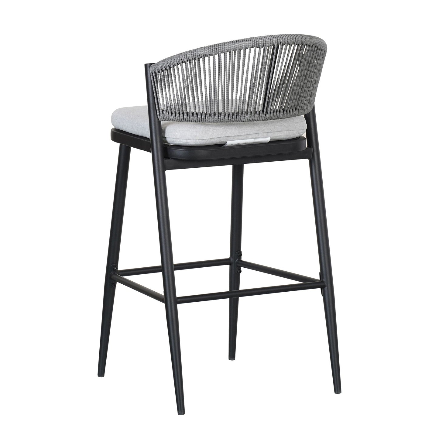 Outdoor Bar Height Metal Frame Counter Stools with Scallop-Shaped Backrest & Water-Resistant Cushions