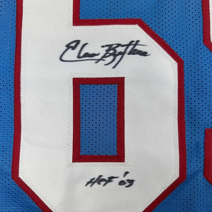 Framed Autographed/Signed Elvin Bethea 35x39 HOF 03 Tennessee Retro Light Blue Football Jersey JSA COA