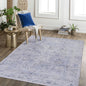 Maval - 6' X 9' Washable Area Rug - Blue / Cream