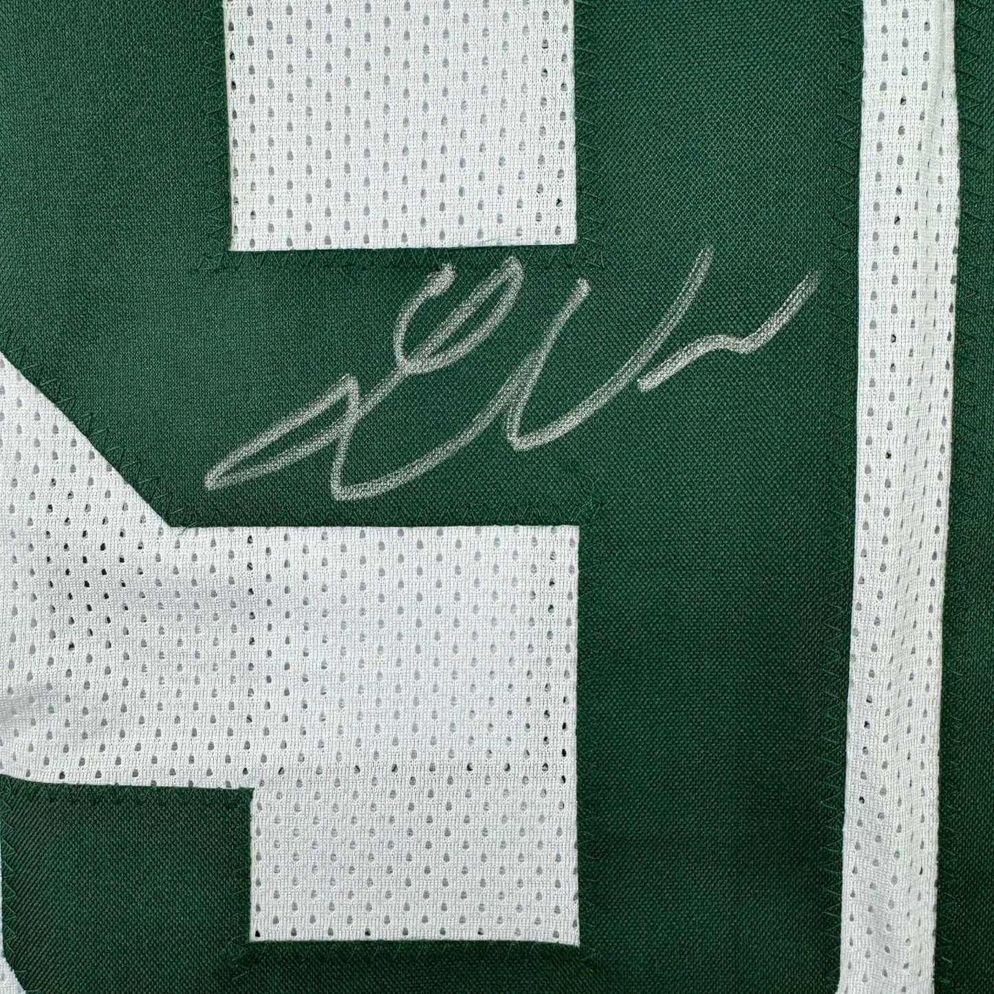 Framed Autographed/Signed Lukas Van Ness 35x39 Green Bay White Football Jersey Beckett BAS COA