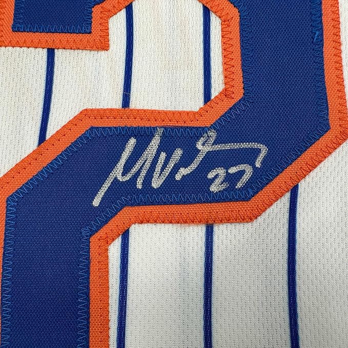 Framed Autographed/Signed Mark Vientos 35x39 New York Pinstripe Baseball Jersey Beckett BAS COA